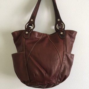 Tignanello Large Maroon Leather Purse / Satchel/